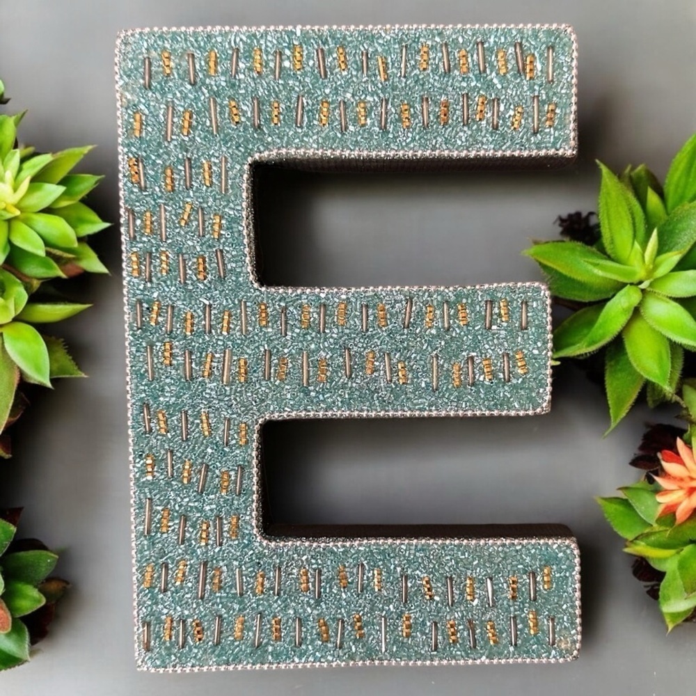 NEW Bombay Monogram Letter “E” Jeweled Decorative Piece‎